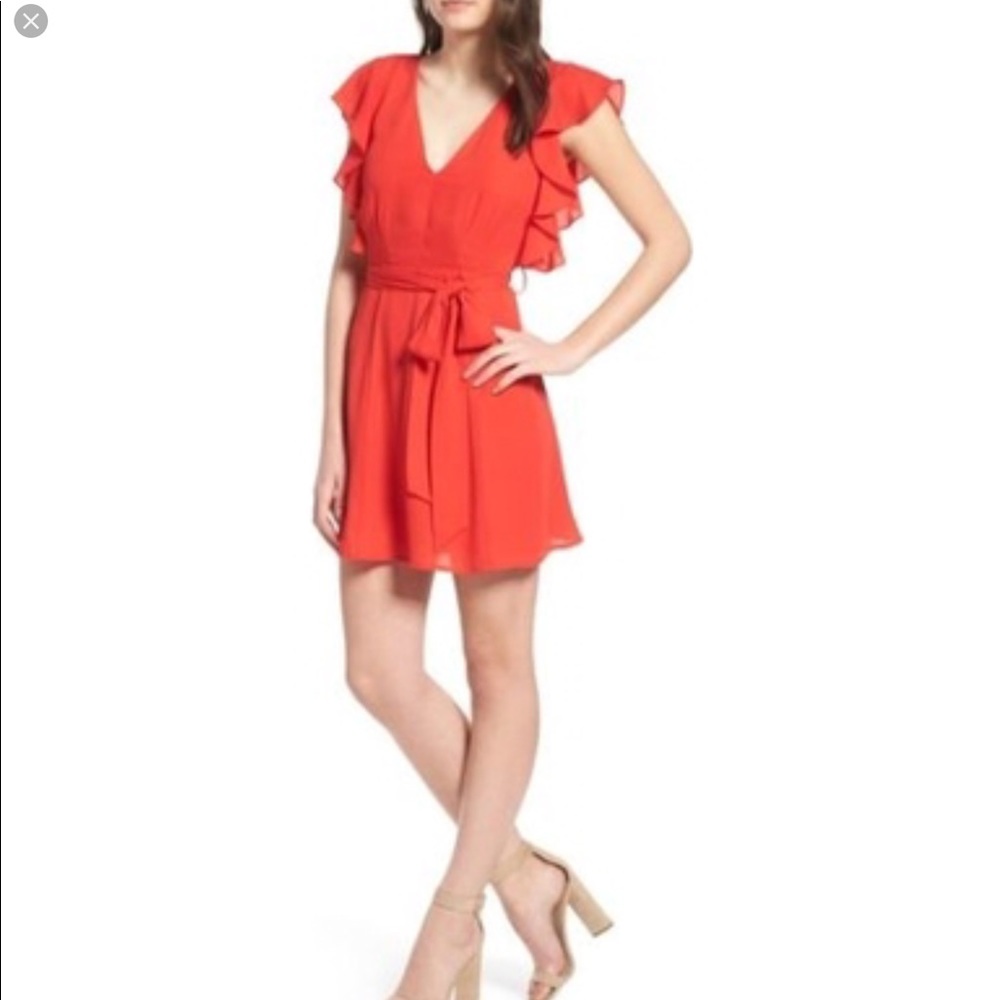 Nordstrom Socialite Red Ruffle sleeve dress small